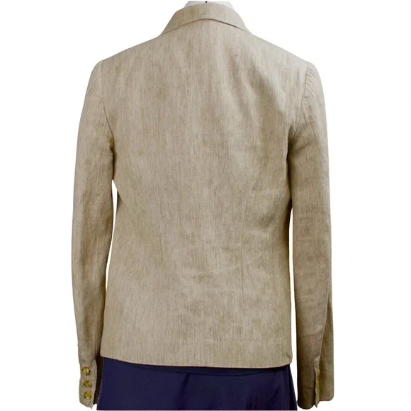 Vince Linen Blend Blazer Women’s Size 6 Beige Tailored Jacket - Picture 3 of 11